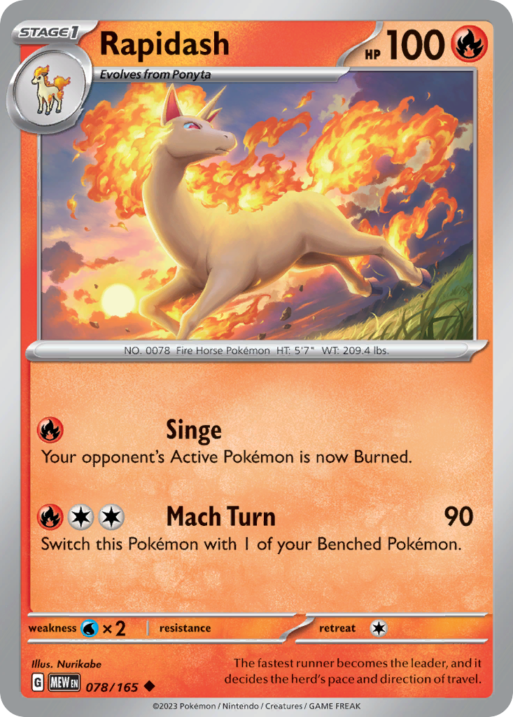 Rapidash - 078/165 -SV: Scarlet & Violet 151 (MEW) (Reverse Holo)