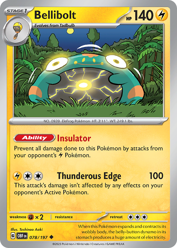 Bellibolt - 078/197 - Obsidian Flames (Reverse Holo)