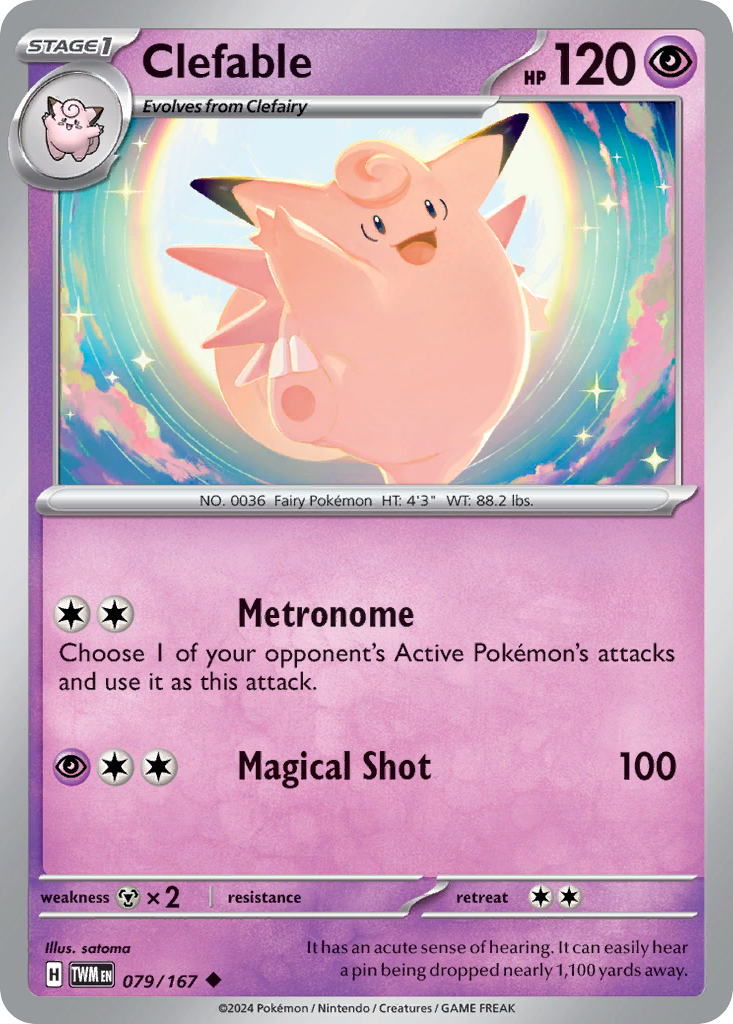 Clefable - 079/167 - Twilight Masquerade (Reverse Holo)