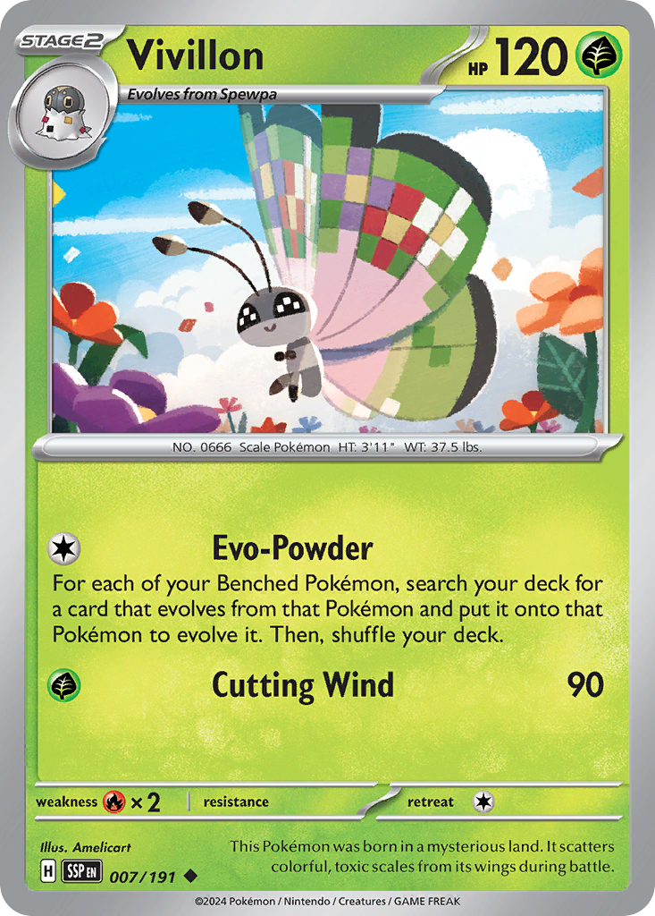 Vivillon - 007/191 - Surging Sparks (Reverse Holo)