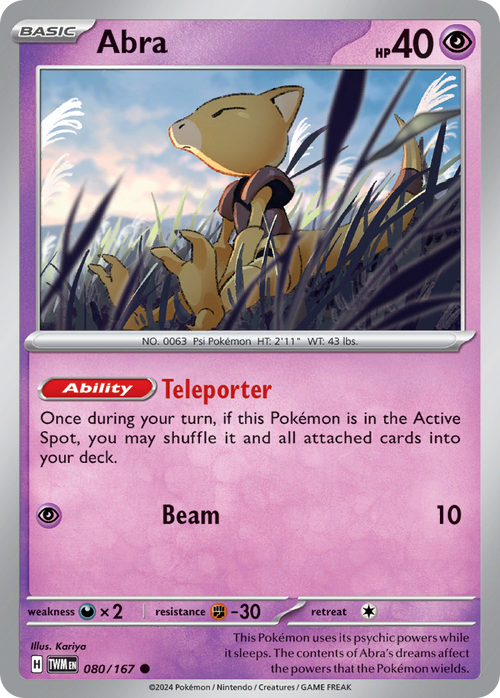 Abra - 080/167 - Twilight Masquerade (Reverse Holo)