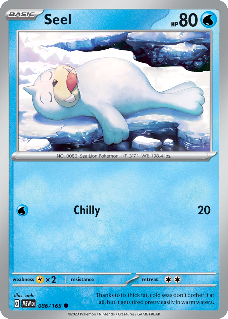 Seel - 086/165 -SV: Scarlet & Violet 151 (MEW) (Reverse Holo)