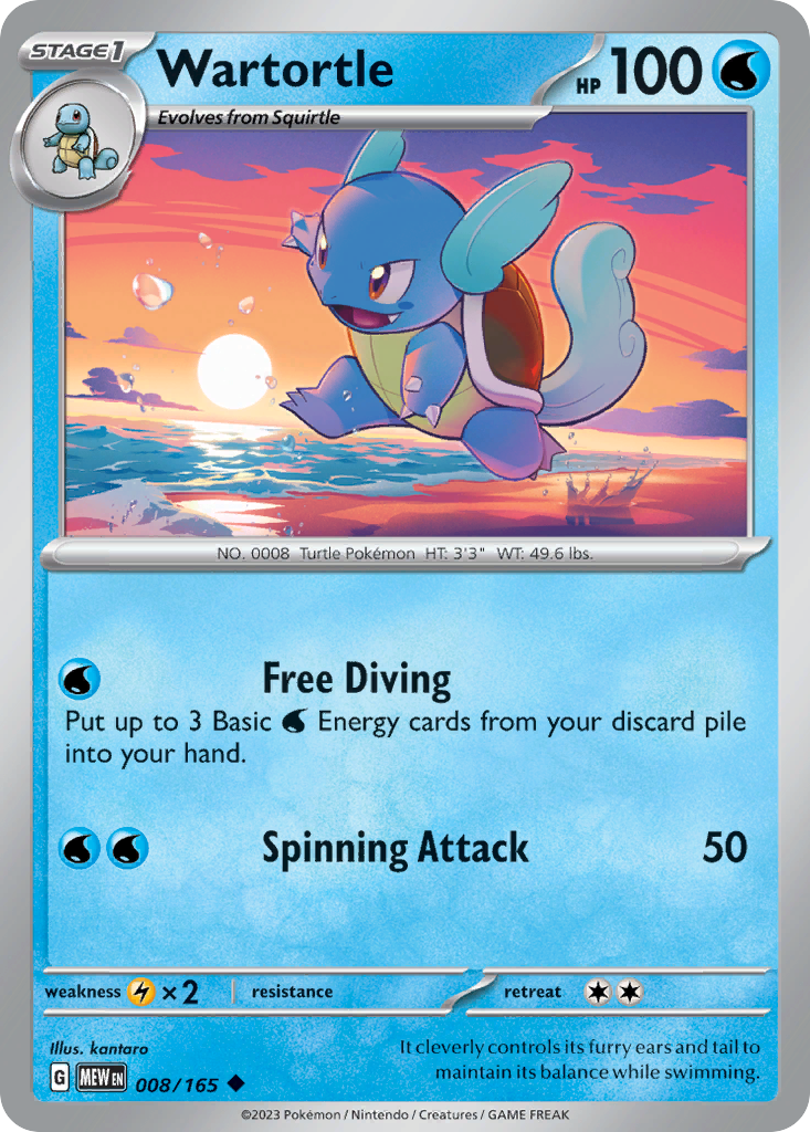 Wartortle - 008/165 -SV: Scarlet & Violet 151 (MEW) (Reverse Holo)