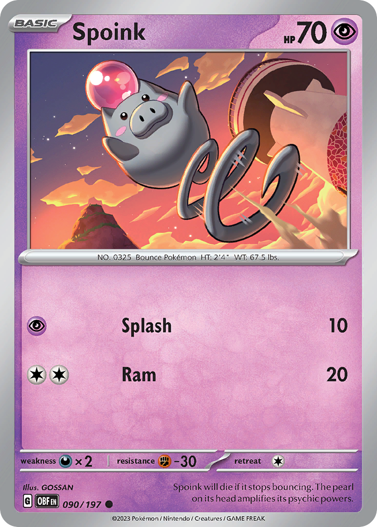 Spoink - 090/197 - Obsidian Flames (Reverse Holo)