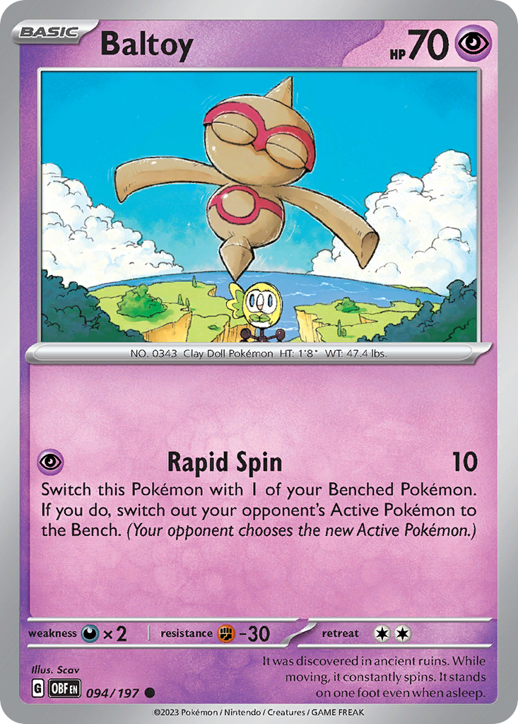 Baltoy - 094/197 - Obsidian Flames (Reverse Holo)