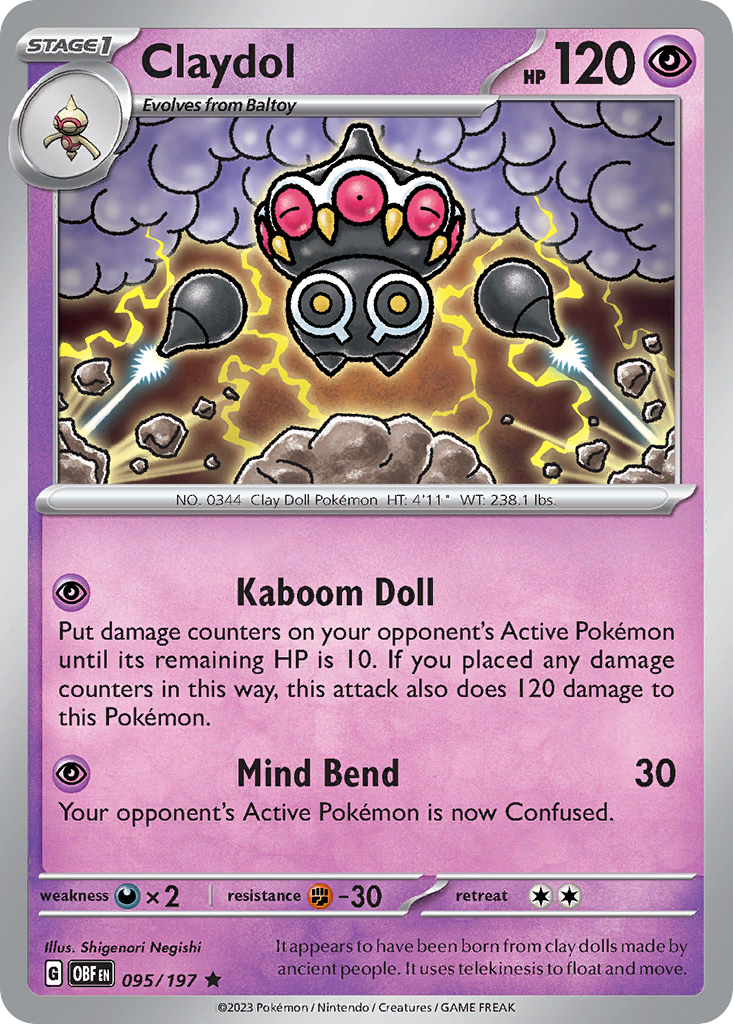Claydol - 095/197 - Obsidian Flames (Holo)