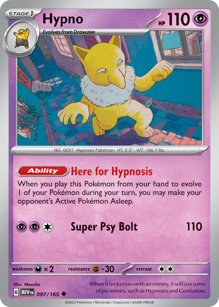 Hypno - 097/165 -SV: Scarlet & Violet 151 (MEW) (Reverse Holo)