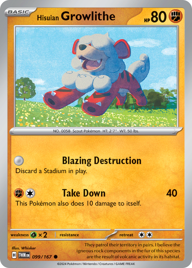Hisuian Growlithe - 099/167 - Twilight Masquerade (Reverse Holo)