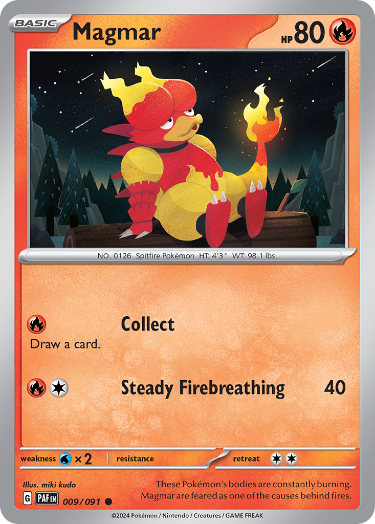 Magmar - 009/091 - Paldean Fates (Reverse Holo)