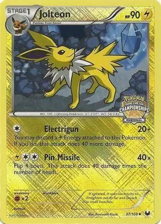 Jolteon - 37/108 - Dark Explorers (bw5) (Regional Championships) (Reverse Holo) (LP)