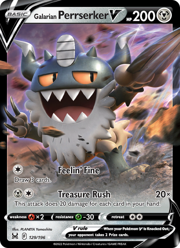Galarian Perrserker V - 129/196 - Lost Origin (swsh11)