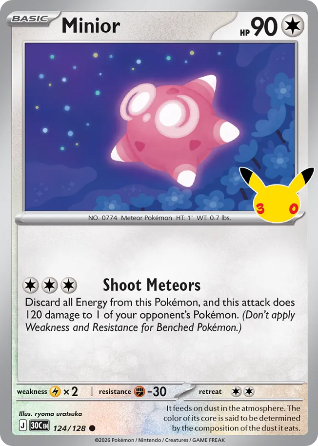 Minior - 124/128 - Mega Evolution: 30th Celebration (30C) Pokémon card