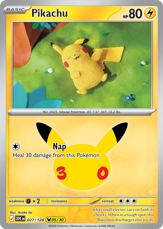 Pikachu - 027/128 - Mega Evolution: 30th Celebration (30C) Pokémon card