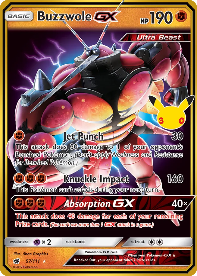 Buzzwole GX - 057/111 - Mega Evolution: 30th Celebration Classic Collection (30C-CC) Pokémon card