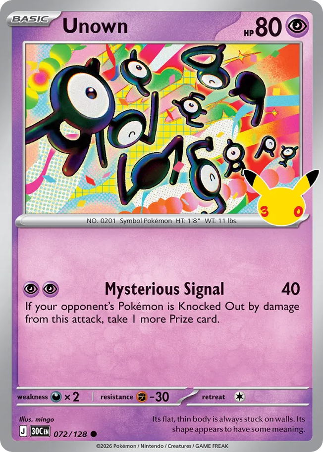 Unown - 072/128 - Mega Evolution: 30th Celebration (30C) Pokémon card