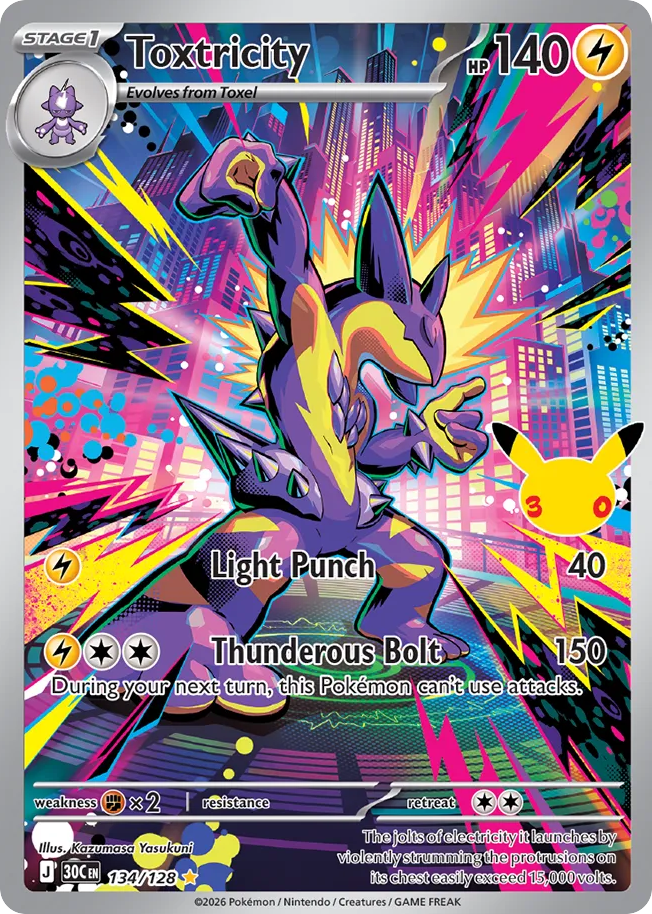 Toxtricity - 134/128 - Mega Evolution: 30th Celebration (30C) Pokémon card