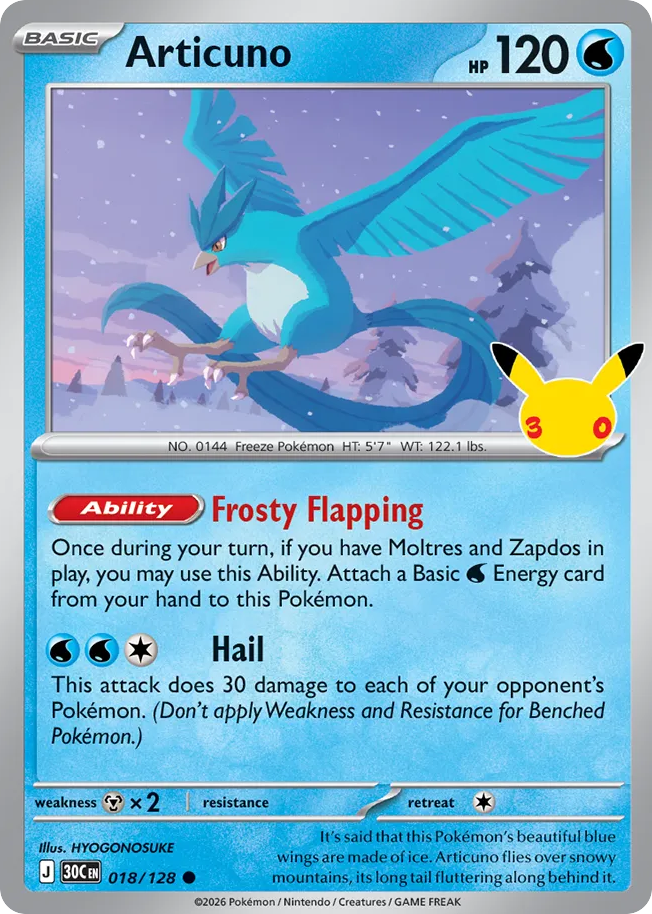 Articuno - 018/128 - Mega Evolution: 30th Celebration (30C) Pokémon card