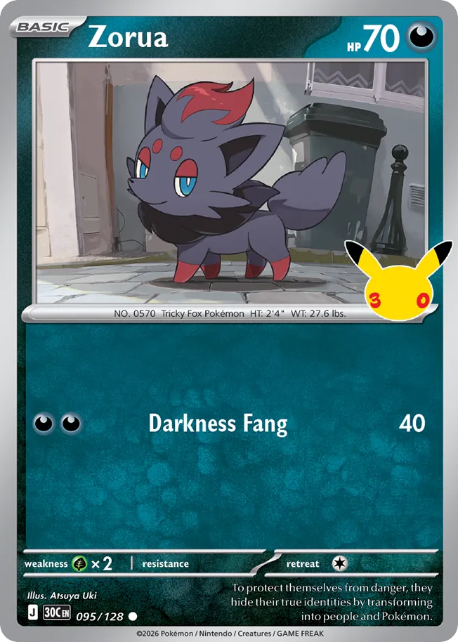 Zorua - 095/128 - Mega Evolution: 30th Celebration (30C) Pokémon card