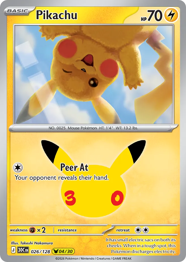 Pikachu - 026/128 - Mega Evolution: 30th Celebration (30C) Pokémon card