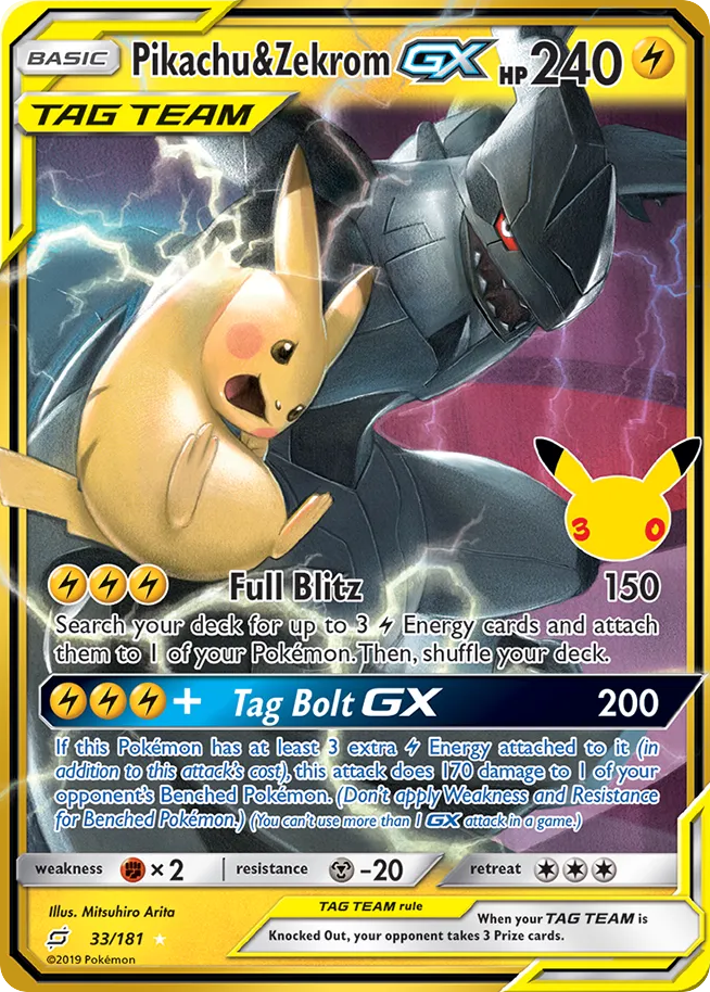 Pikachu & Zekrom GX - 033/181 - Mega Evolution: 30th Celebration Classic Collection (30C-CC) Pokémon card