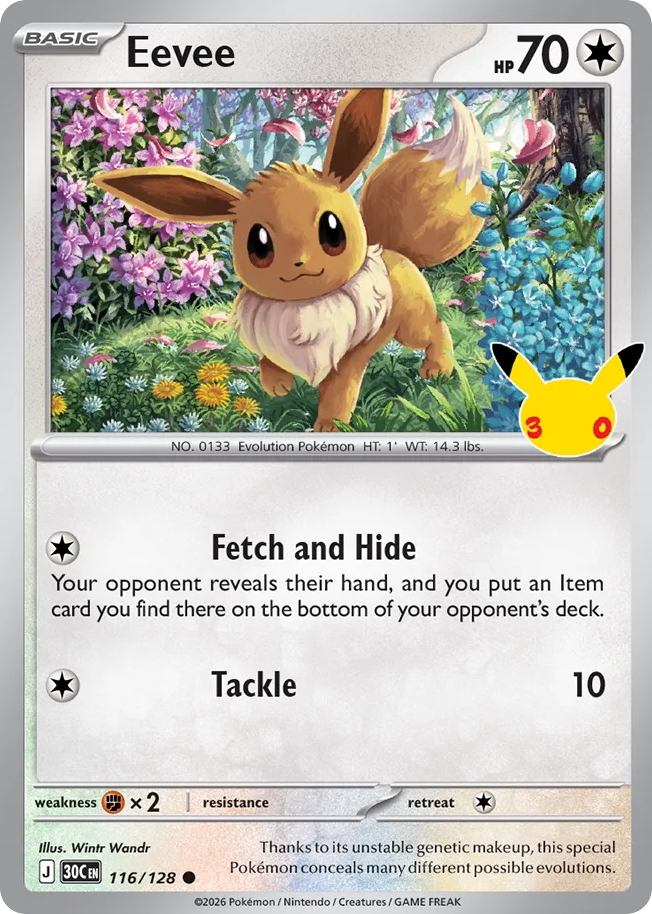 Eevee - 116/128 - Mega Evolution: 30th Celebration (30C) Pokémon card