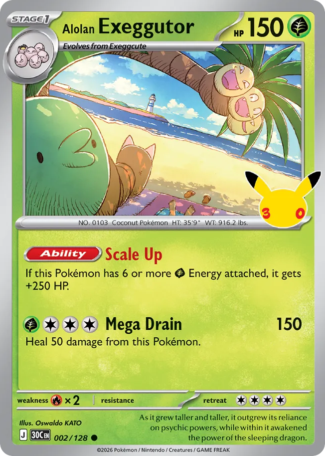 Alolan Exeggutor - 002/128 - Mega Evolution: 30th Celebration (30C) Pokémon card