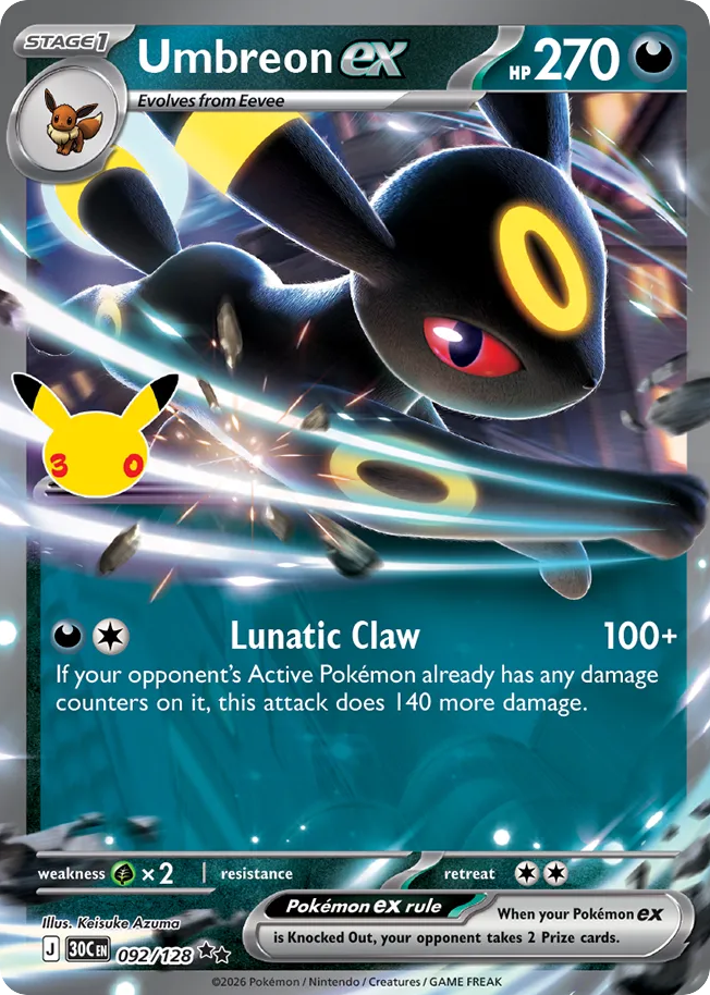 Umbreon ex - 092/128 - Mega Evolution: 30th Celebration (30C) Pokémon card