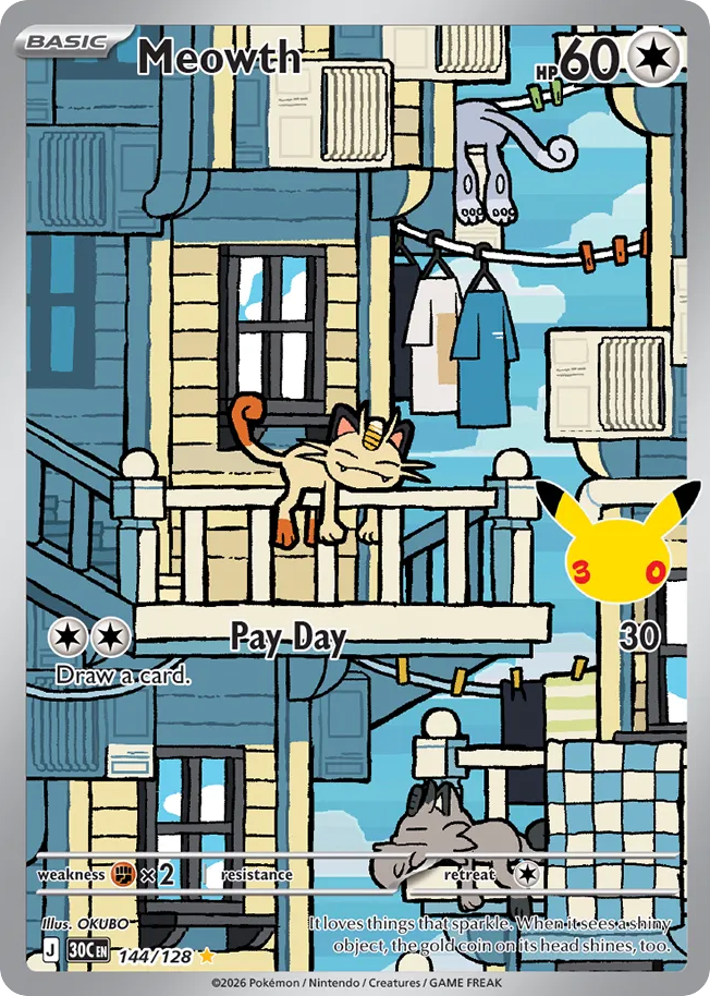 Meowth - 144/128 - Mega Evolution: 30th Celebration (30C) Pokémon card