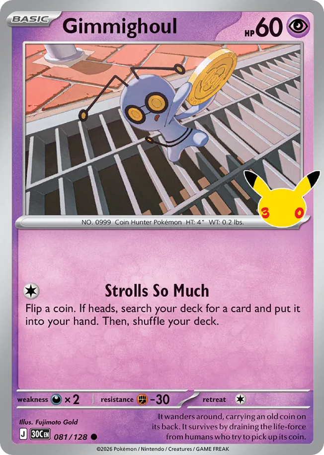 Gimmighoul - 081/128 - Mega Evolution: 30th Celebration (30C) Pokémon card