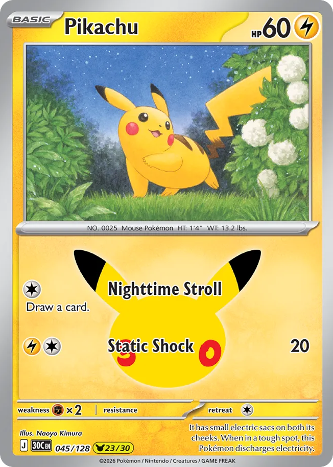 Pikachu - 045/128 - Mega Evolution: 30th Celebration (30C) Pokémon card