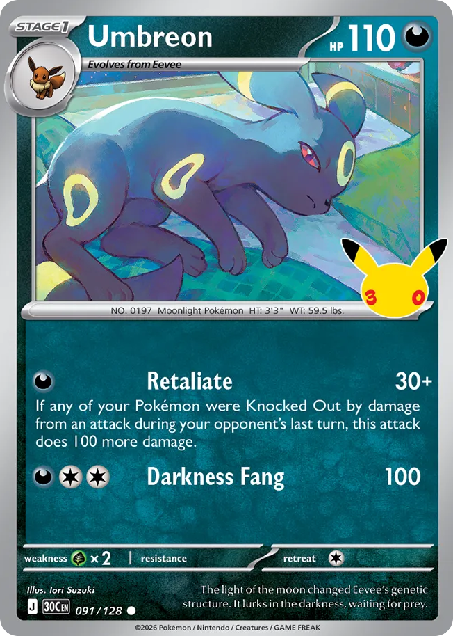 Umbreon - 091/128 - Mega Evolution: 30th Celebration (30C) Pokémon card