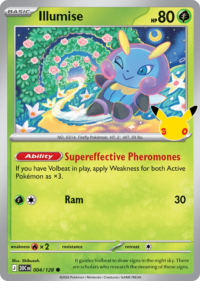 Illumise - 004/128 - Mega Evolution: 30th Celebration (30C) Pokémon card