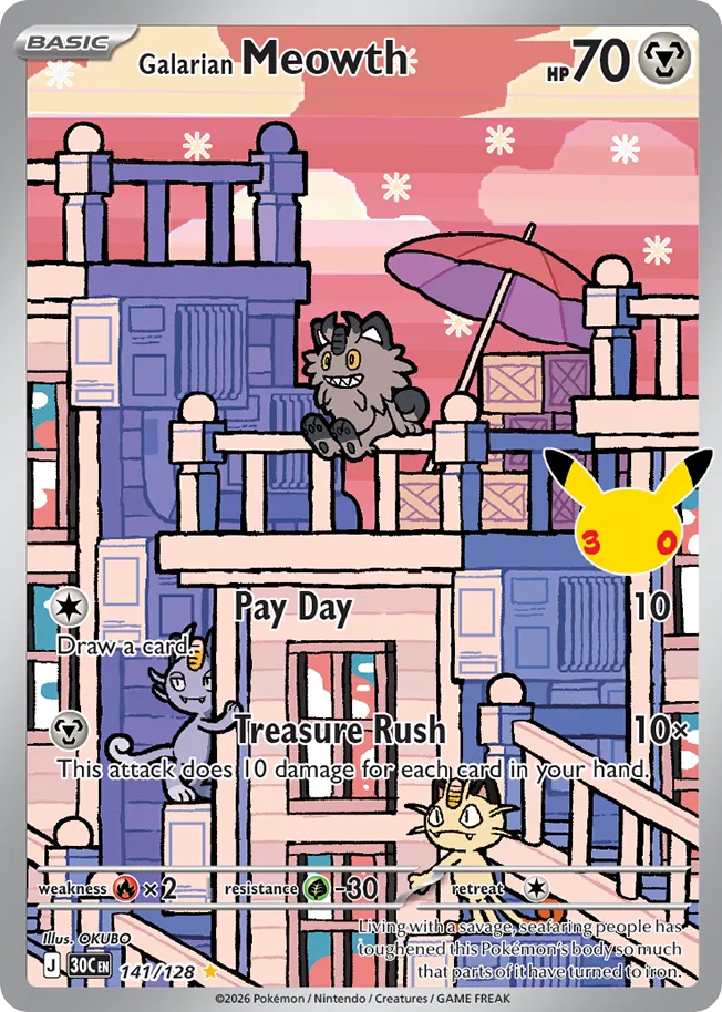 Galarian Meowth - 141/128 - Mega Evolution: 30th Celebration (30C) Pokémon card