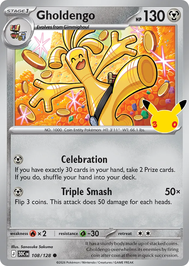 Gholdengo - 108/128 - Mega Evolution: 30th Celebration (30C) Pokémon card
