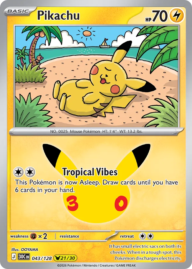 Pikachu - 043/128 - Mega Evolution: 30th Celebration (30C) Pokémon card