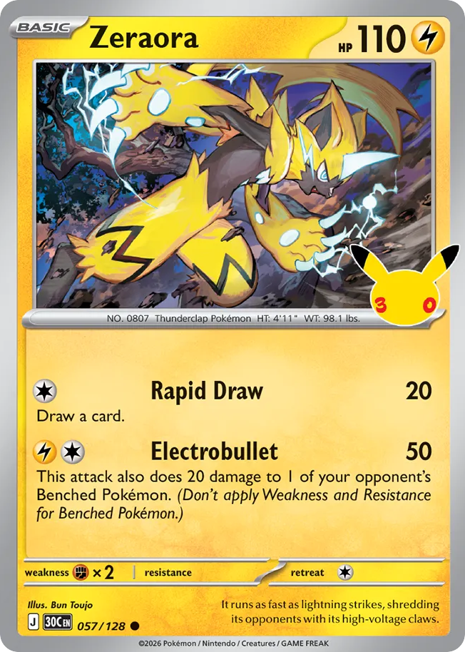 Zeraora - 057/128 - Mega Evolution: 30th Celebration (30C) Pokémon card