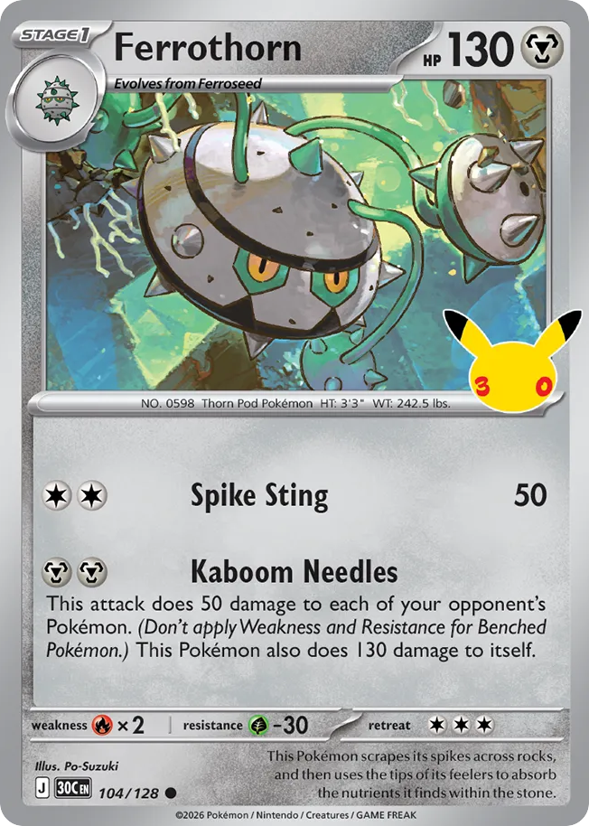 Ferrothorn - 104/128 - Mega Evolution: 30th Celebration (30C) Pokémon card