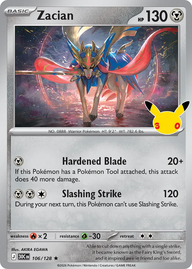 Zacian - 106/128 - Mega Evolution: 30th Celebration (30C) Pokémon card