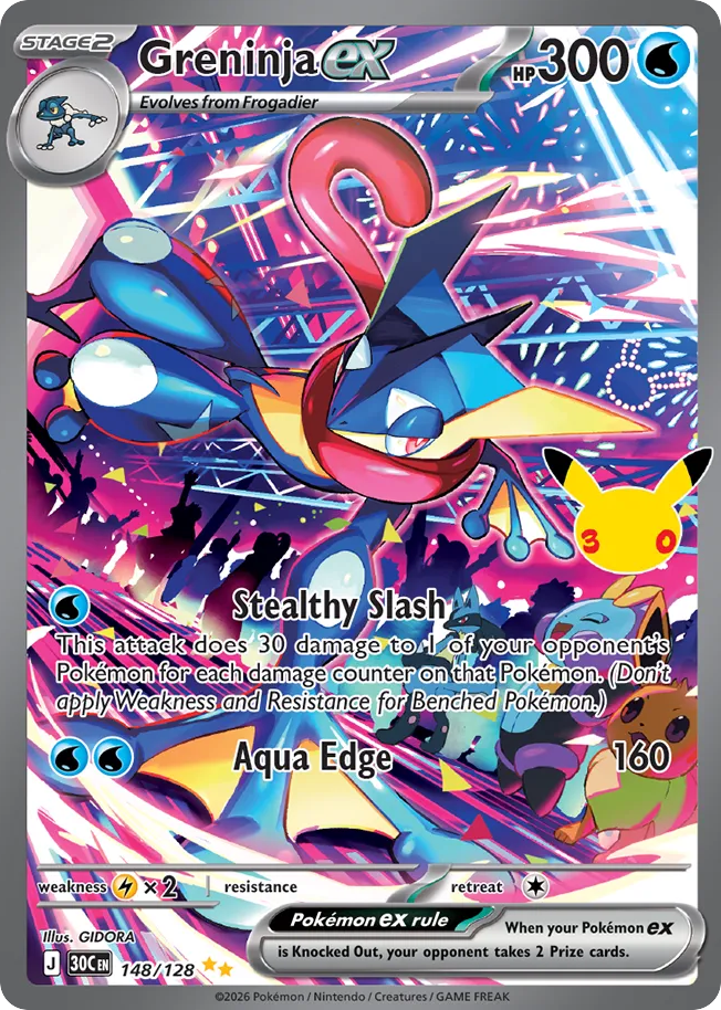 Greninja ex - 148/128 - Mega Evolution: 30th Celebration (30C) Pokémon card