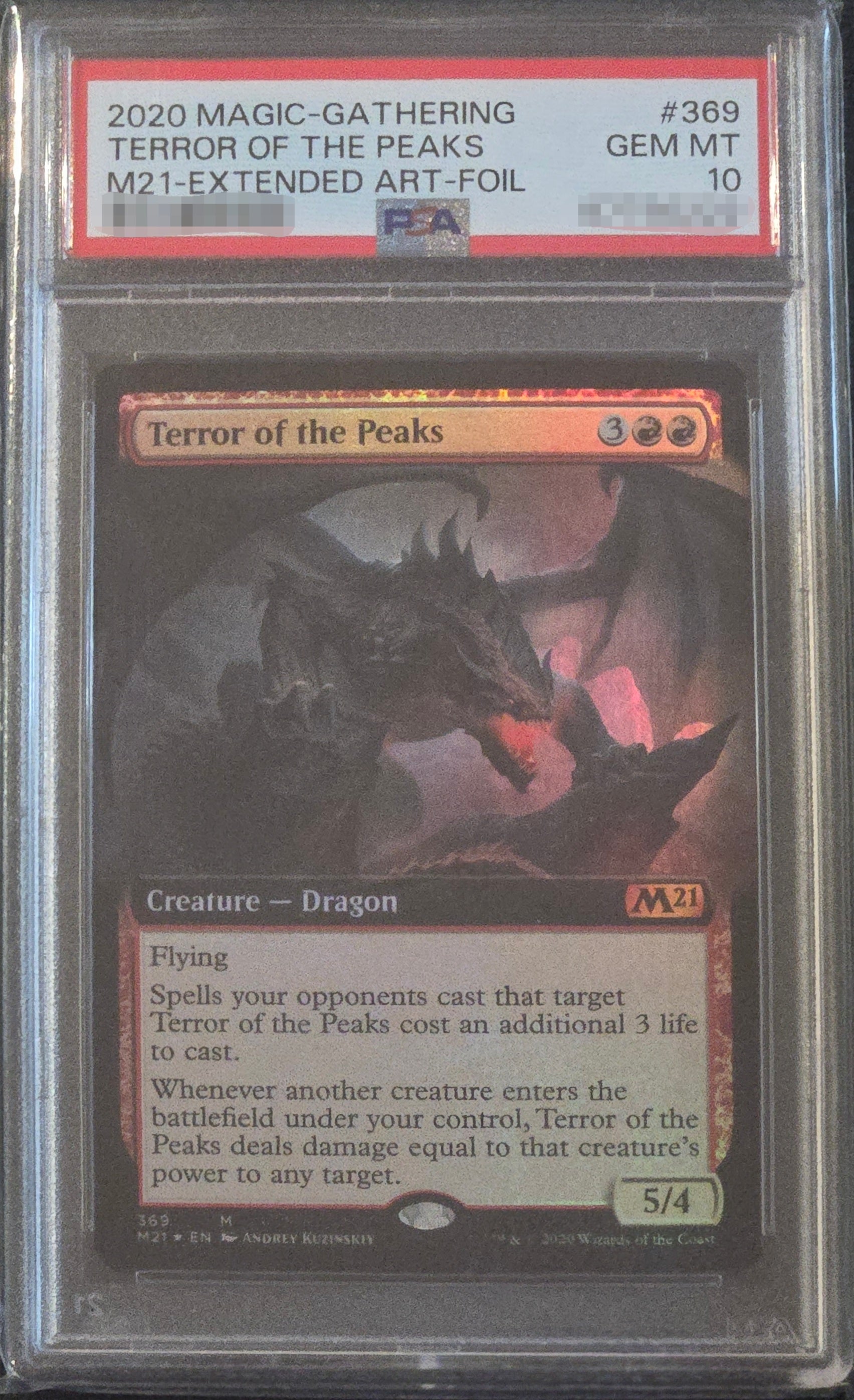 Terror of the Peaks [Extended Art Foil] #369 (Magic Core Set 2021) PSA 10