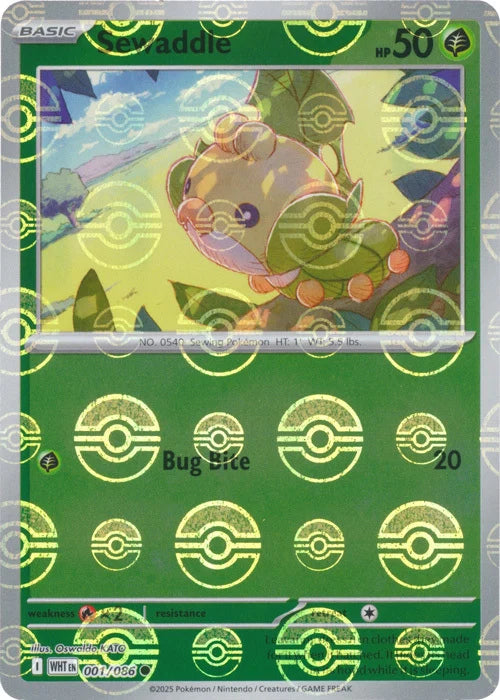 Sewaddle - 001/086 - SV: White Flare (WHT) (Poke Ball Pattern)
